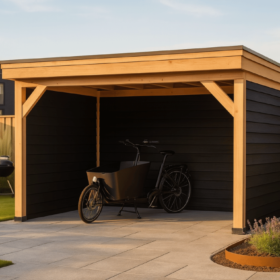 Met 2x zwarte zij- en achterwand